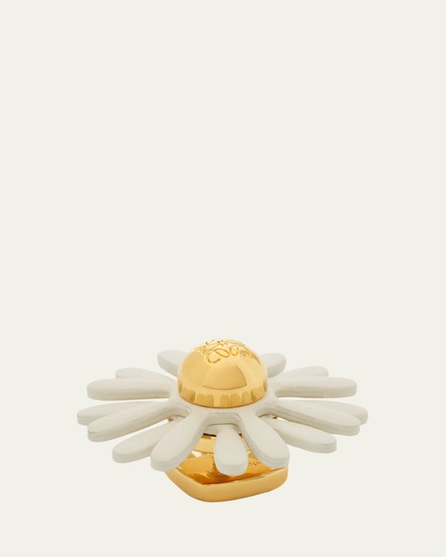 Flower Pin in Brass and Calfskin